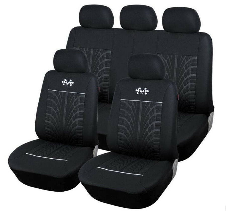 Sports Black+Gray Full Set Auto Car Seat Protector Universal Vehicles Seat Cover