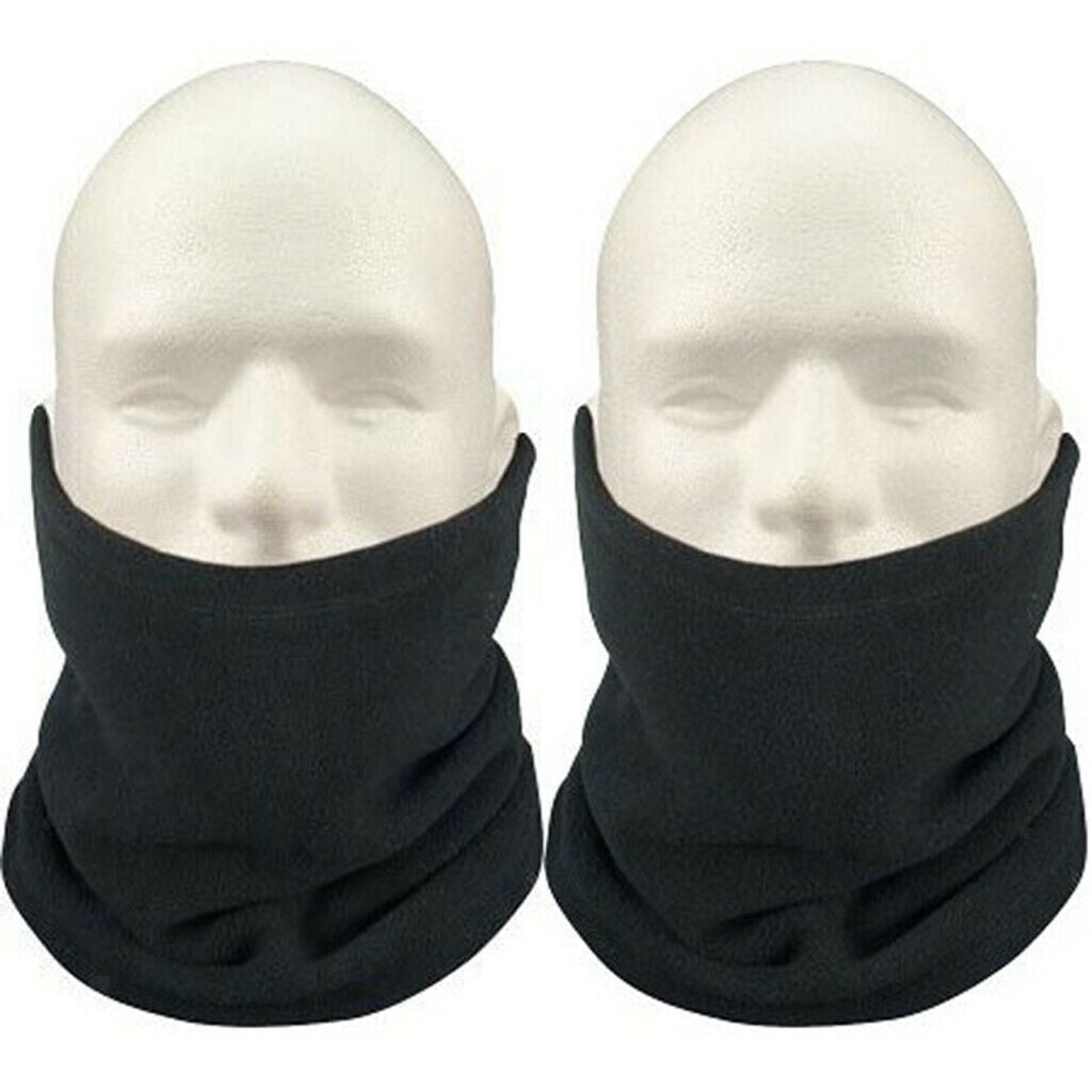 Unisex Polar Fleece Neck Tube Chunky Soft Windproof Cycling Circle Scarf Black