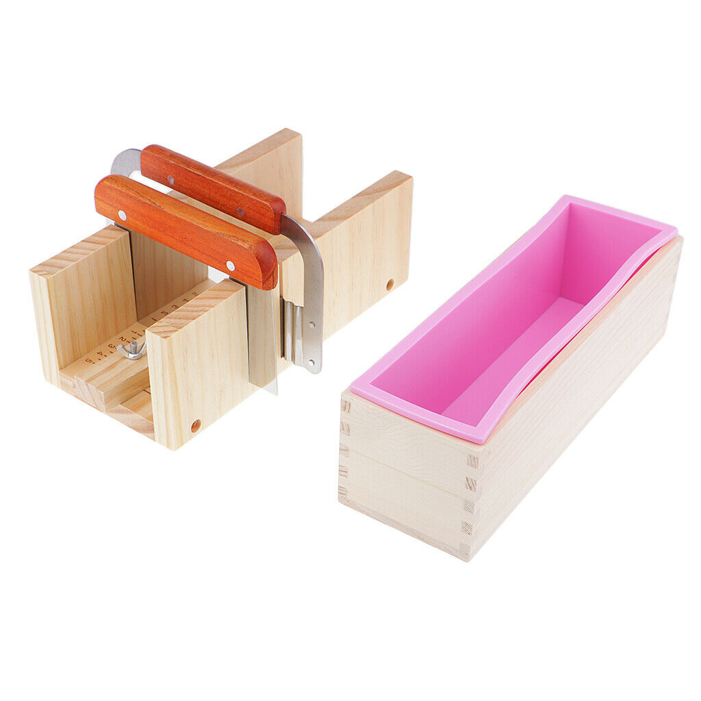 Silicone Soap Mold Wooden Box Loaf Cake Maker Cutting Slicer Cutter Tools Kit