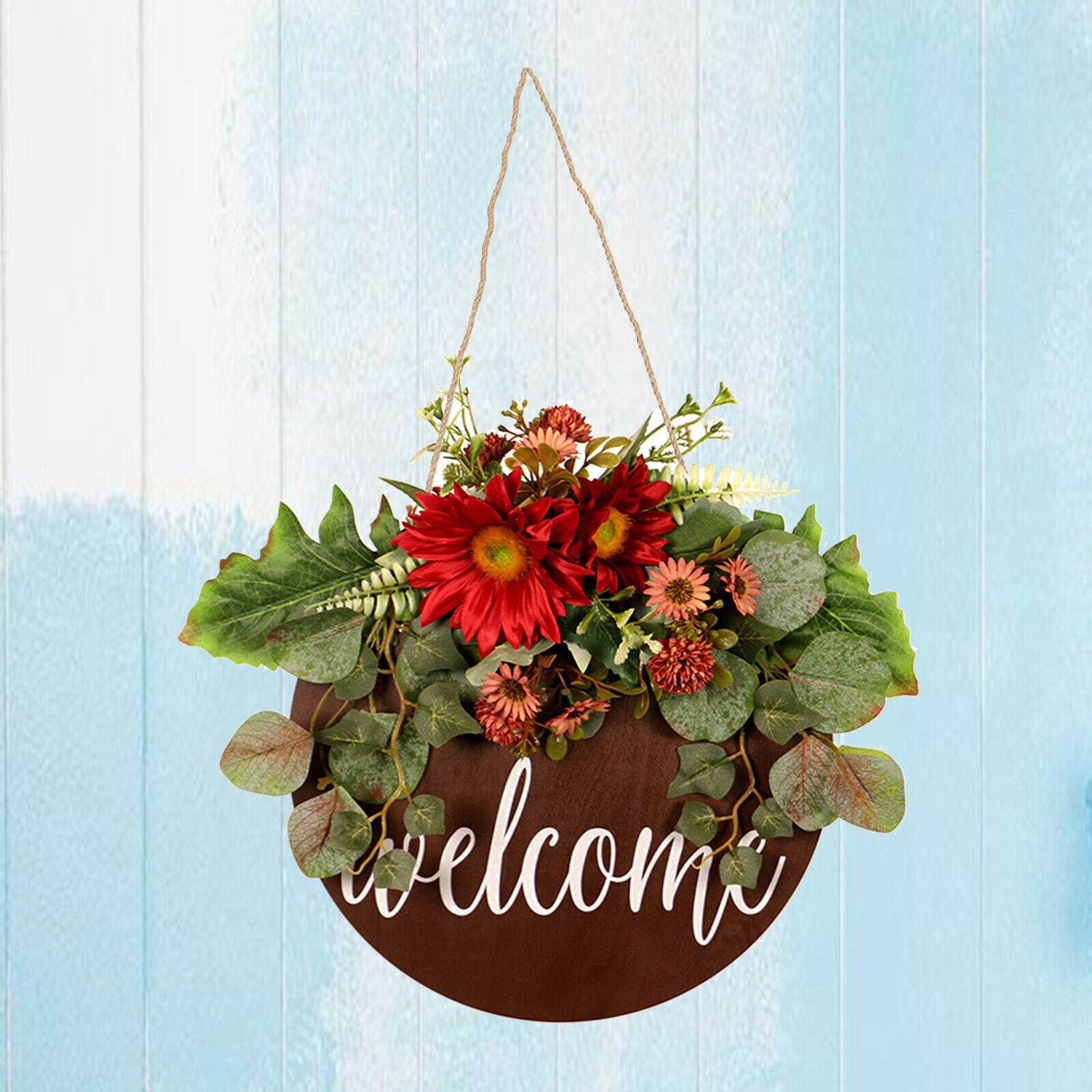 Wooden Welcome Door Sign Hanging Garland Ornament Holiday Spring Decoration