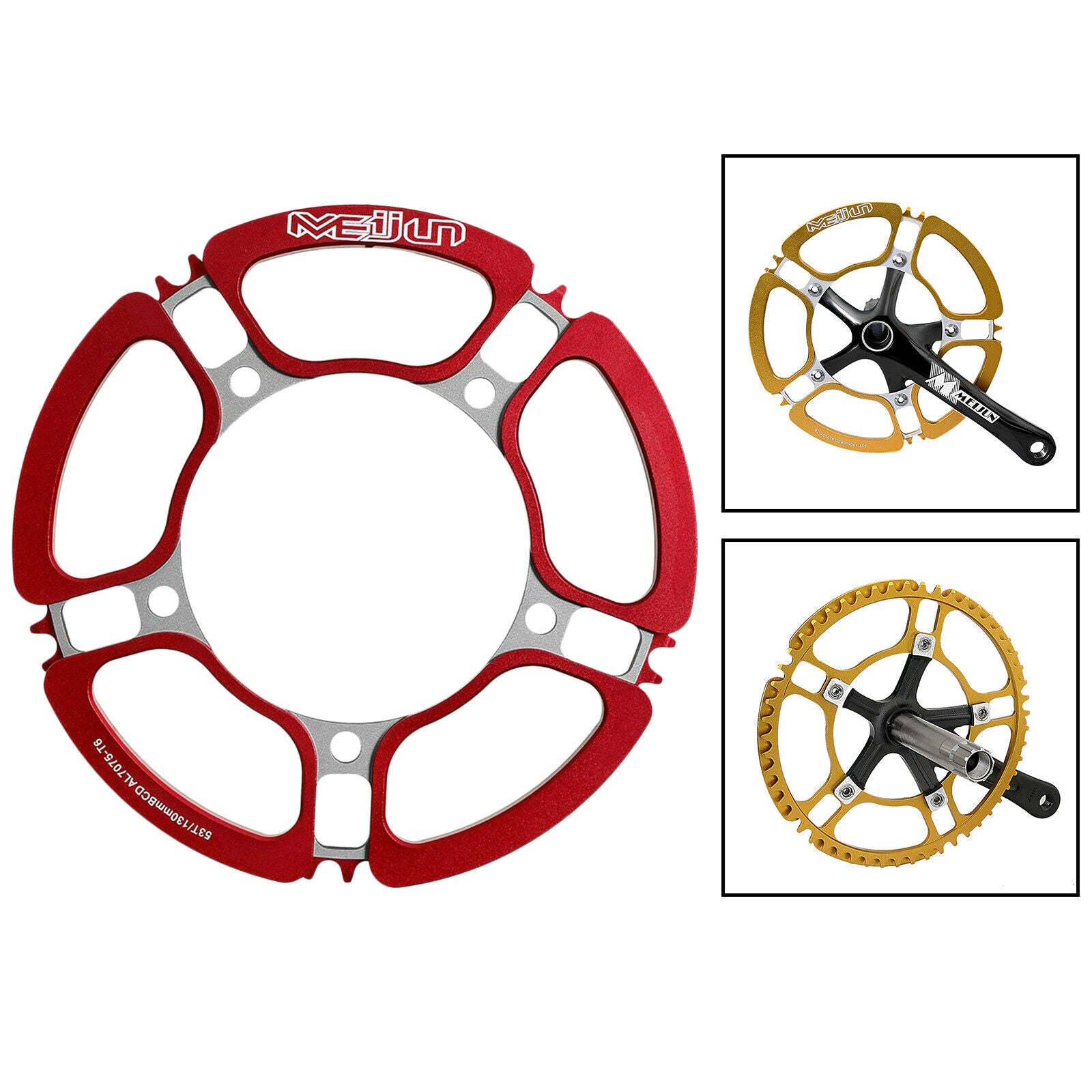 Road Cycling Chainring Round Narrow Wide Single Chain Ring BCD 130mm 53T Red
