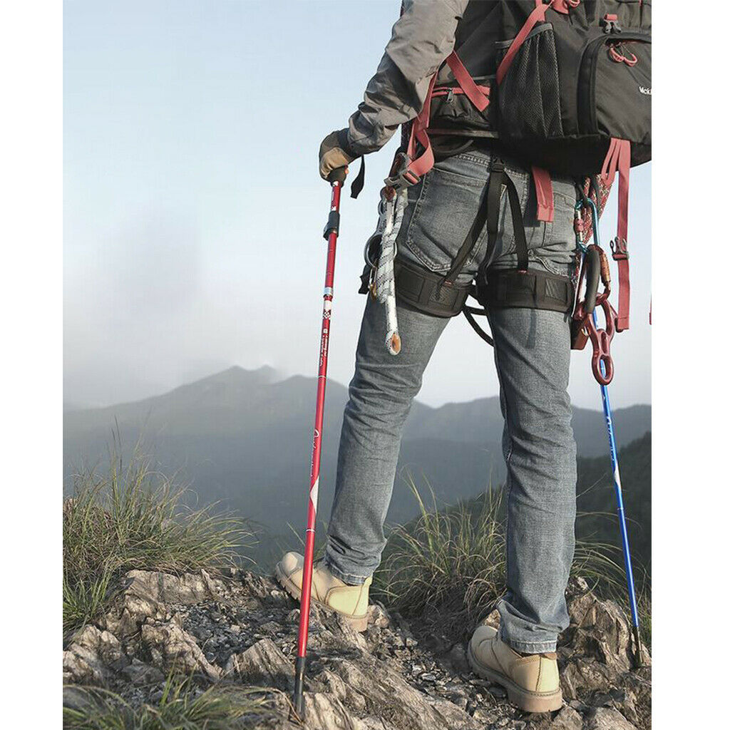 Collapsible Telescopic Hiking Trekking Pole Adjustable Walking Stick Red