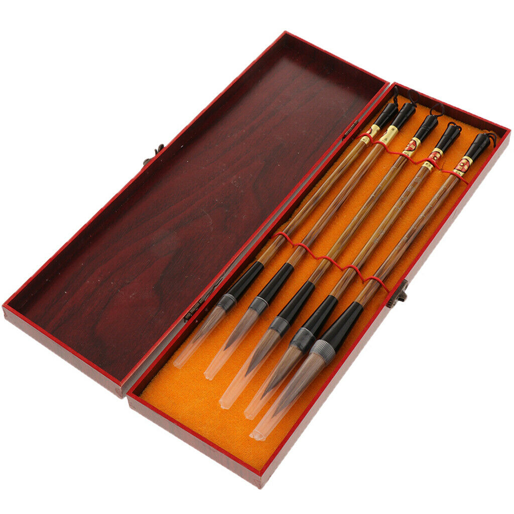 5 Pieces Calligraphy Brush Pen Chinese Traditional Writing Painting Gift Box