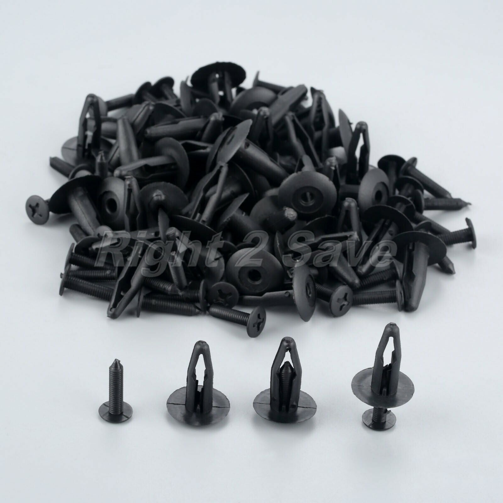 50 X Plastic Car Autto Black Fasteners Rivets trim panels for fender bumper door