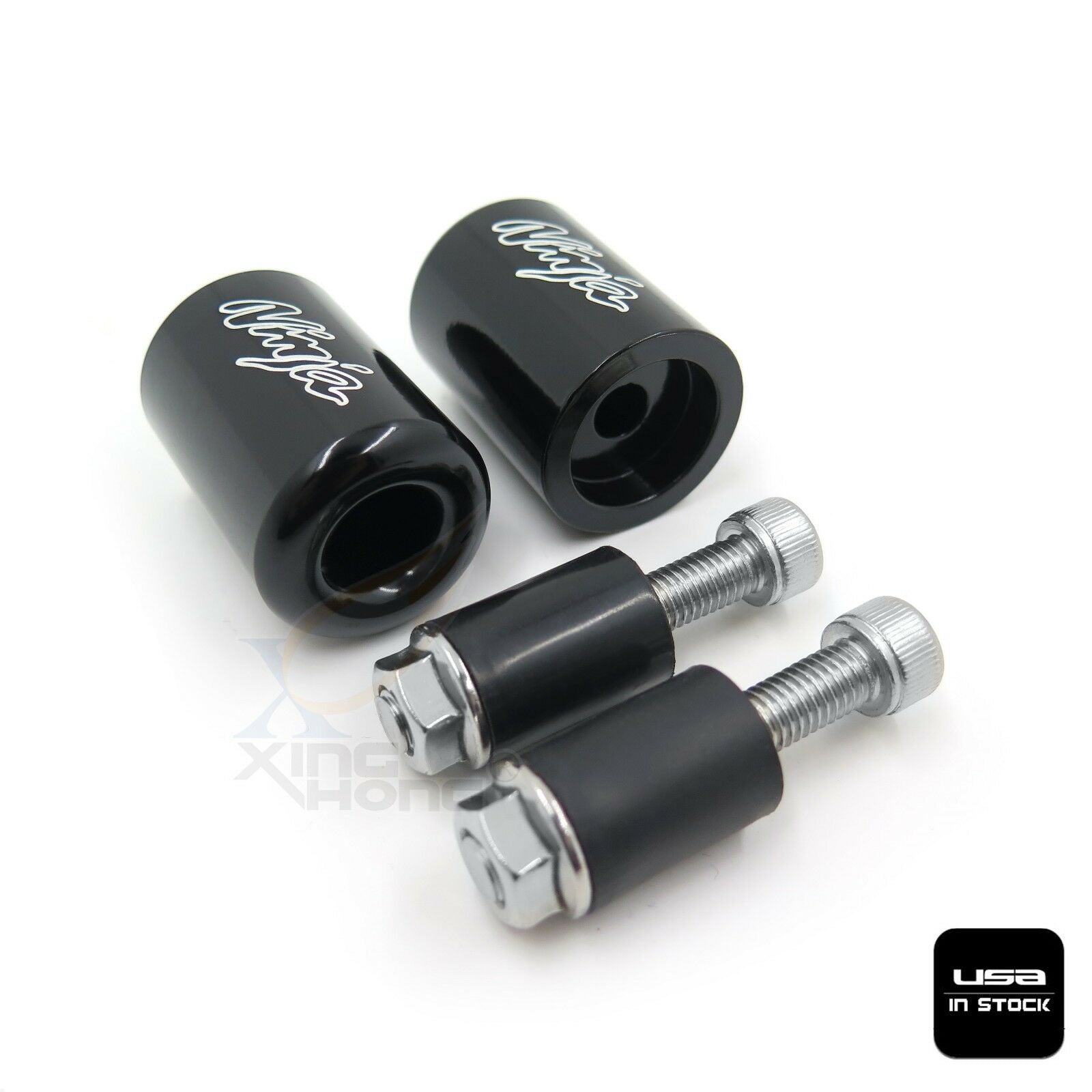 Black Bar End Black Rubber For Kawasaki ZX600 87-12/ ZX750 89-03/ ZX900 94-03