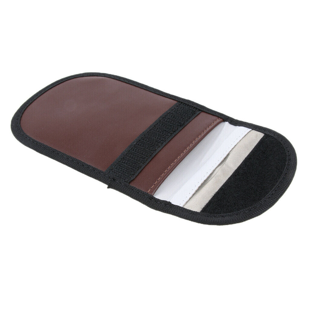 Signal Shielding Blocker Bag Key Fob Blocking Pouch Anti Hacking Security Brown