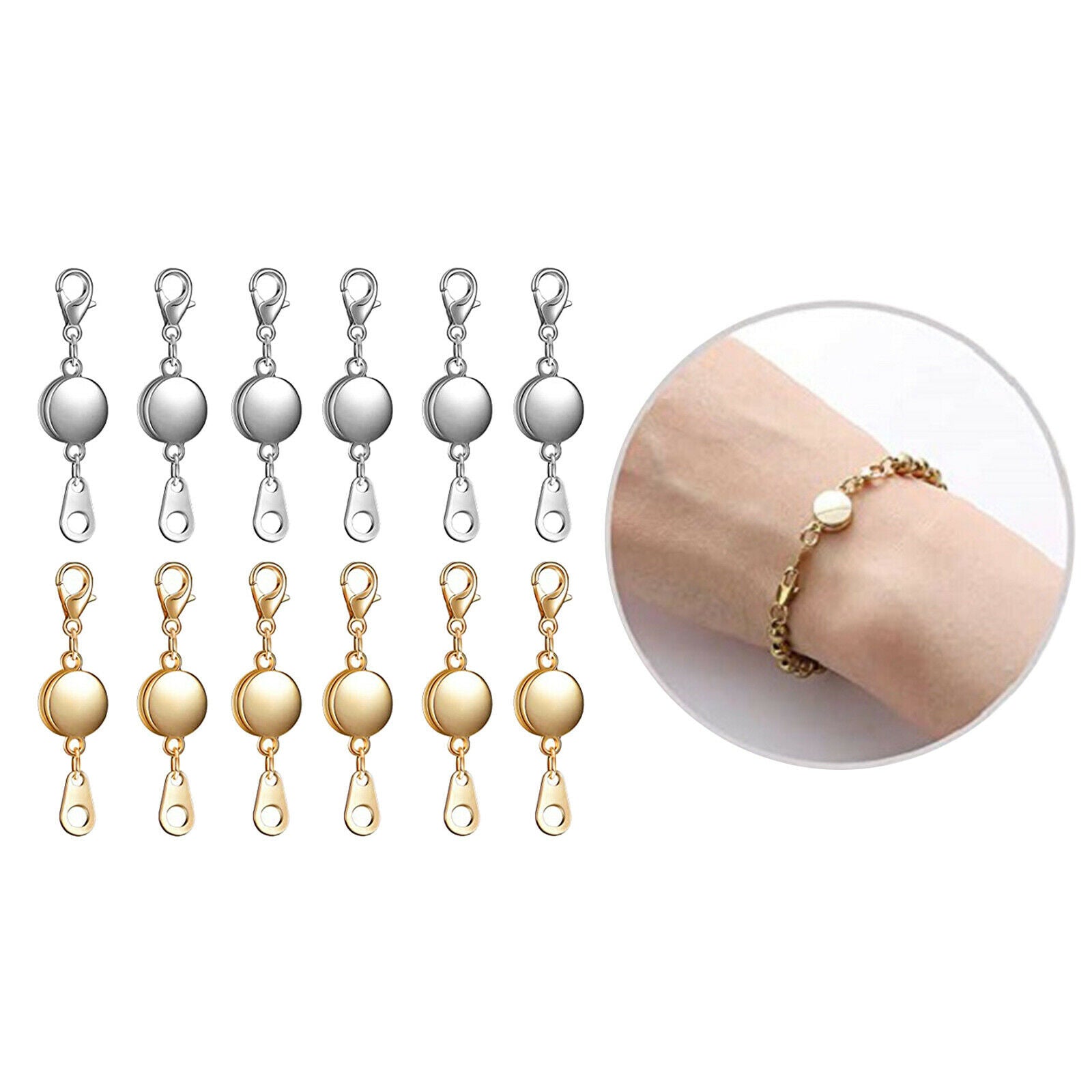 12pcs Jewelry Locking Magnetic Clasp Closures Hook for Necklace Making