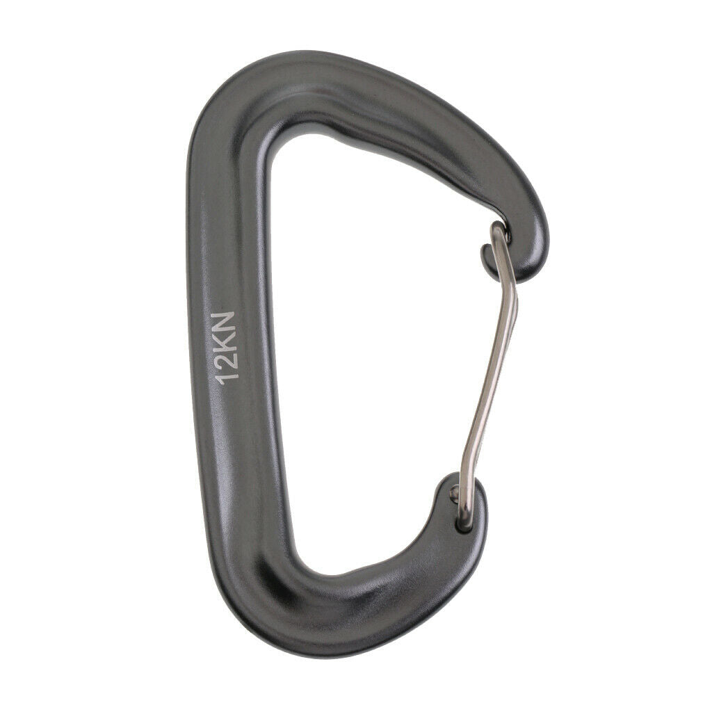 12KN Aluminium Carabiner Clip For Hammocks Climbing Backpack Hook Metal Gray