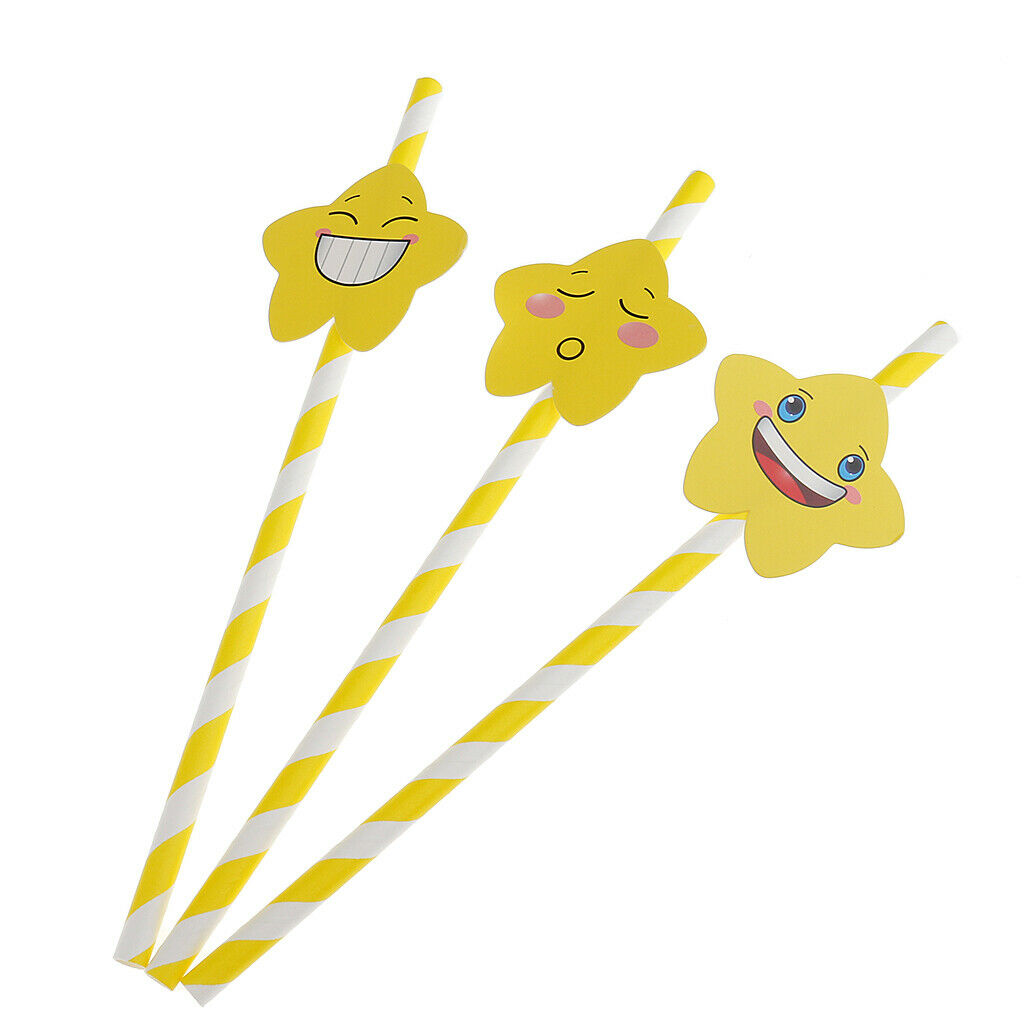 30pcs Funny Stripe Paper Star Drinking Straws for Party Baby Shower Decor