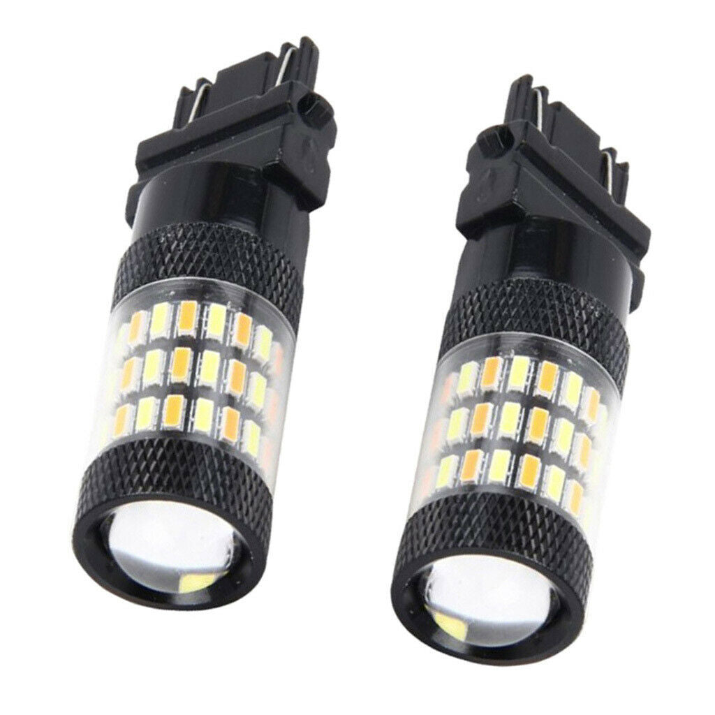 2 Pieces 3157-4014-60SMD LED Turn Signal Fog Driving Light Bulbs Amber+White