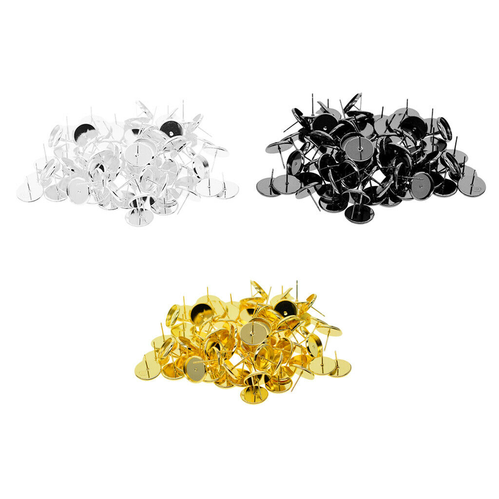 300PCS Cabochon Earring Settings Brass Stud Earring Cabochon Setting Post Cup US