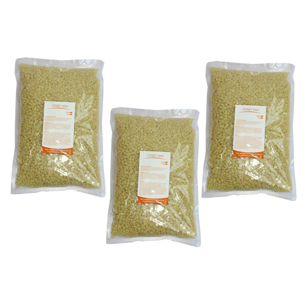 3 Bags 17.5Oz Hard Wax Beans Hair Removal Depilatory Home Back Bikini Waxing