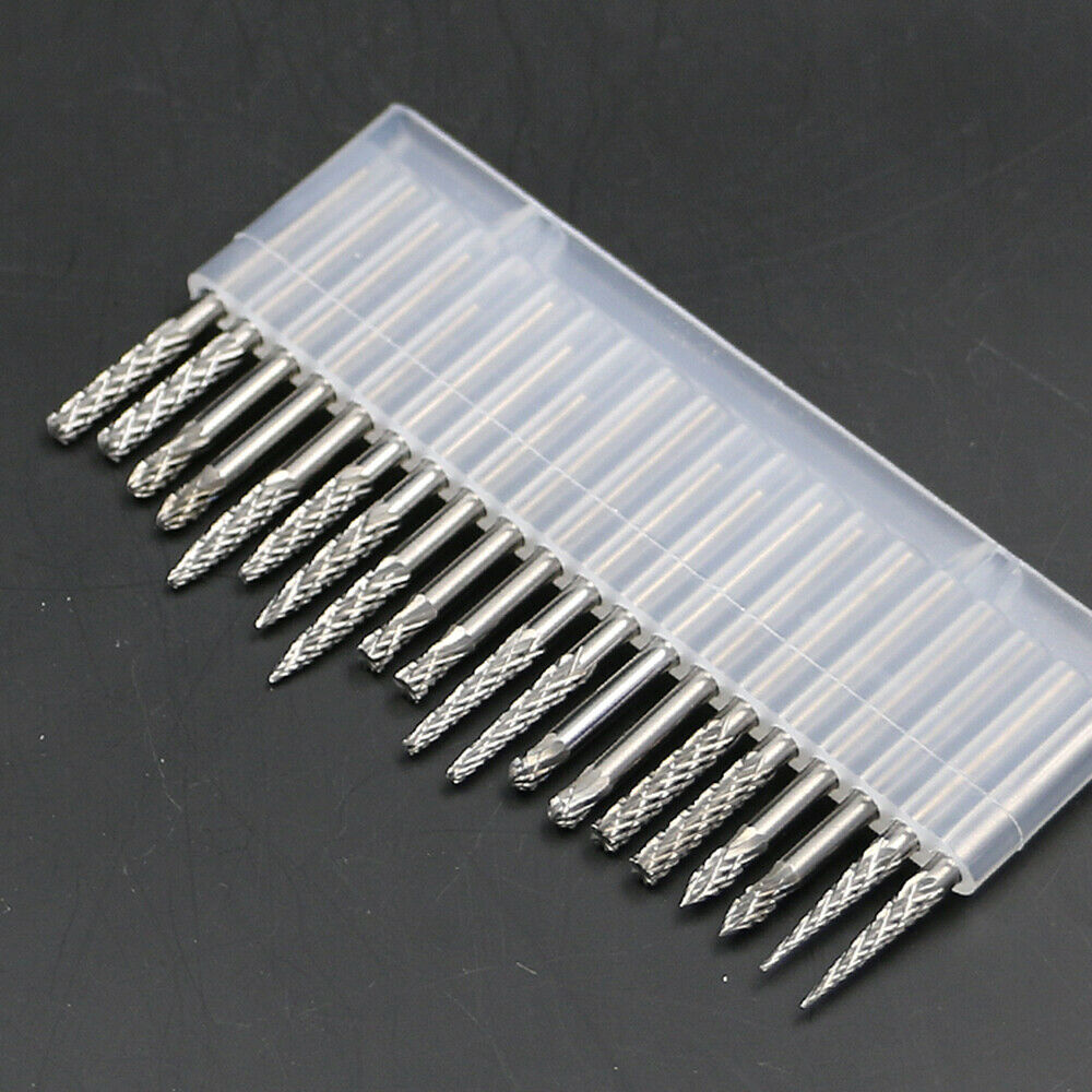 20Pcs Tungsten Carbide Rotary Burr SET 1/8" Shank Milling Cutter Drill Bit