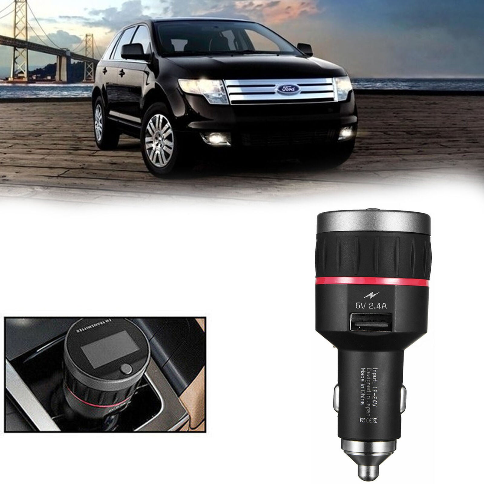 Car USB Adapter DAB Radio Receiver Tuner Auto FM Transmitter with Antenna