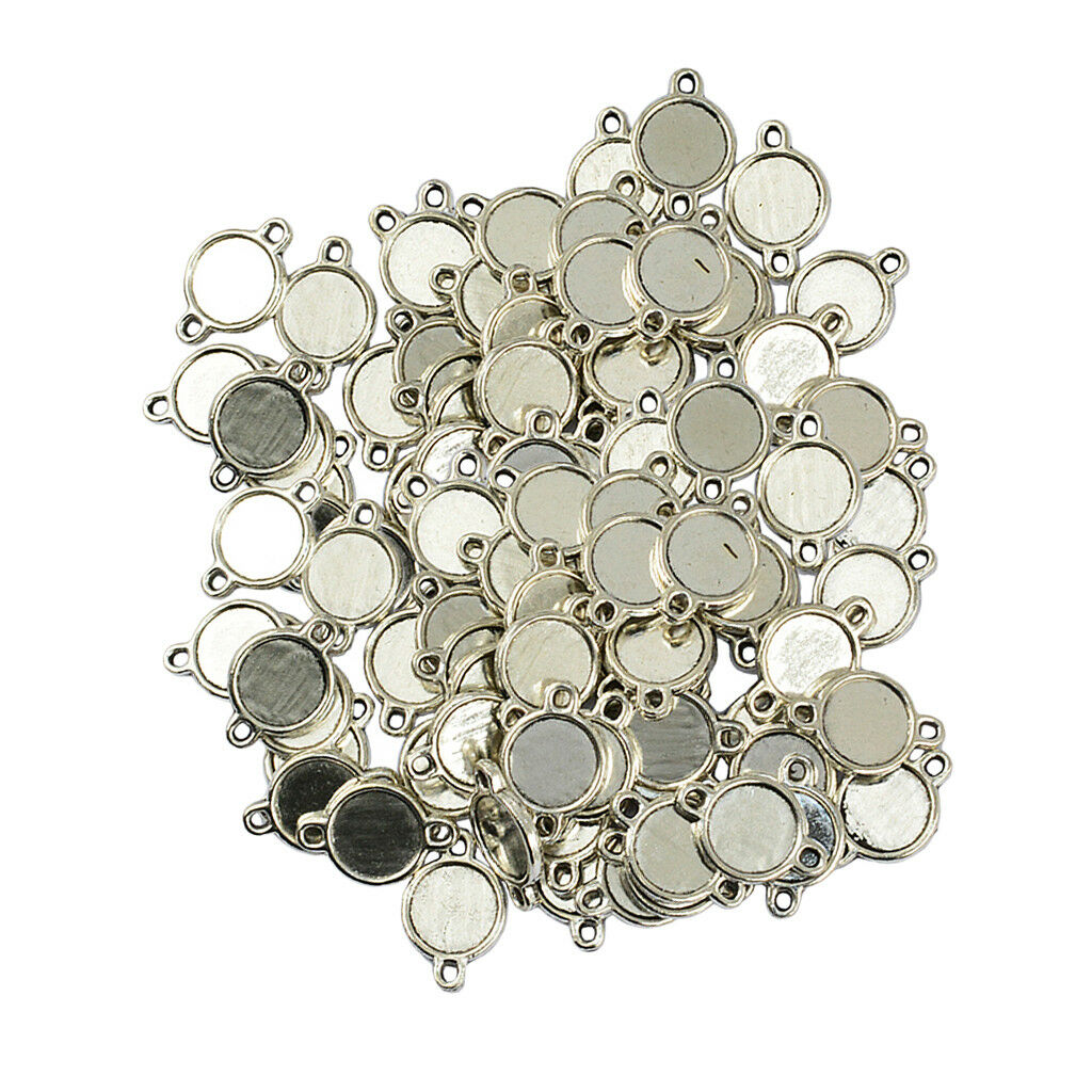 100pcs Double Sided Blank Bezel Round Cabochon Pendant Setting Blanks 10mm