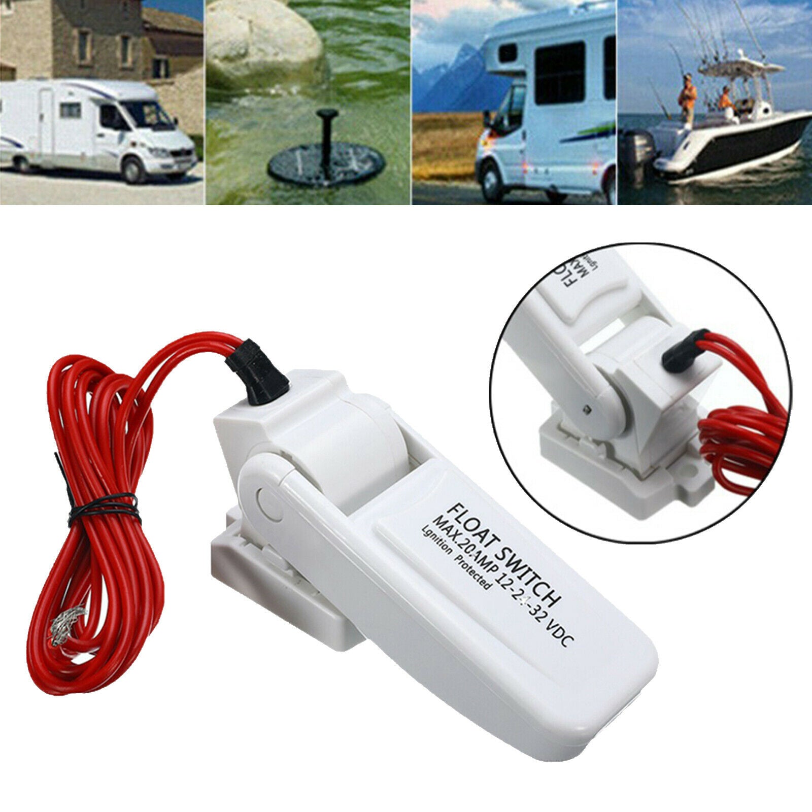 Automatic Boat Bilge Pump Float Switch DC Water Level Controller White