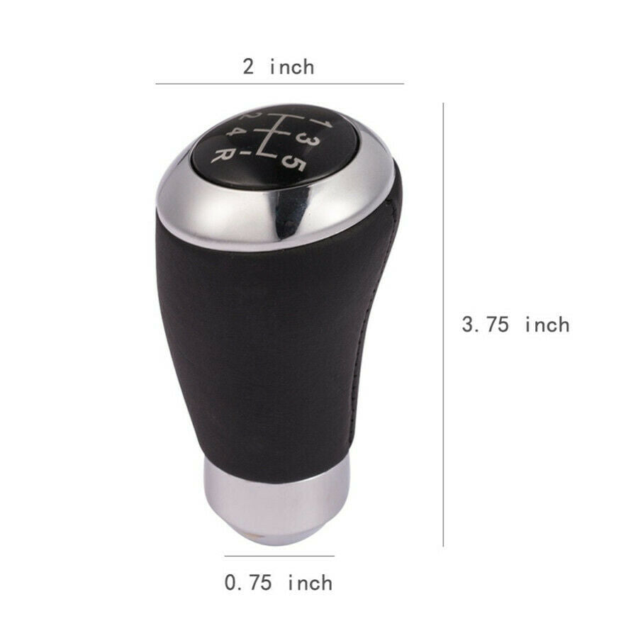 Universal 5 Speed Manual Gear Shift Knob Shifter Lever Premium Black Leather