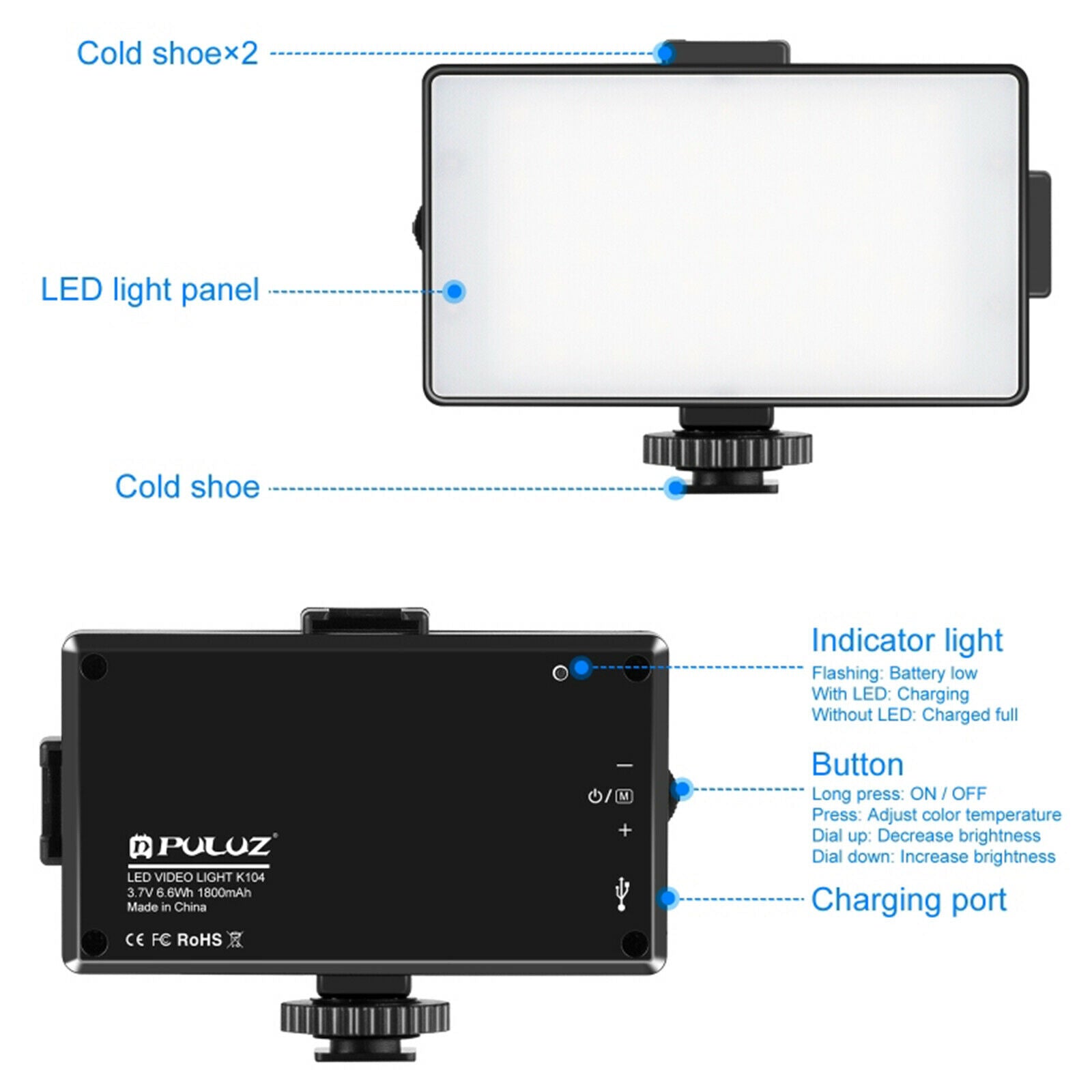 Dimmable On-Camera Video Light Lighting Supplies for DSLR Cameras Filming