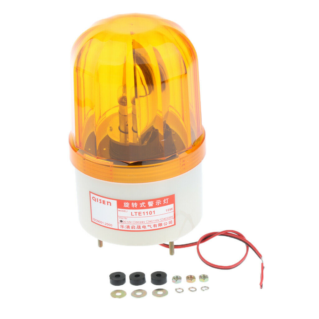 2Pcs DC 12V Yellow Rotating Alarm Lamp Light Warning Light Lamp Exterior Door