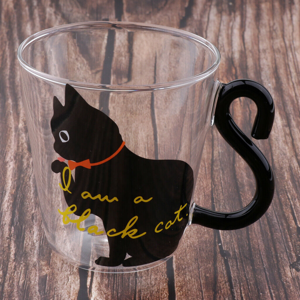 2 Style Cat Pattern Glass Cup Double Wall Glass Espresso Cup 250ml Keeps Hot Or