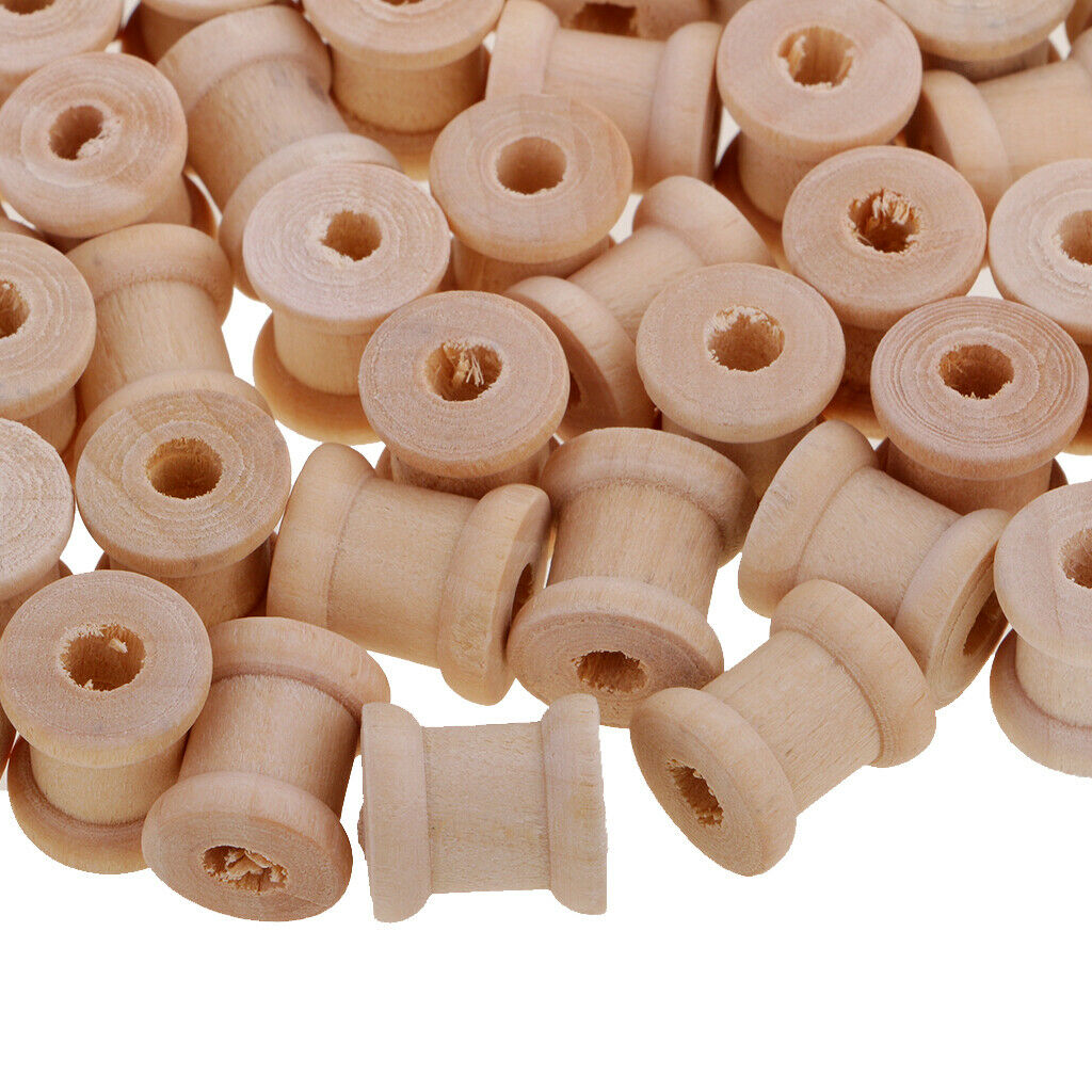 Set of 100 Wooden Sewing Tools Empty Spools Sewing Notions for Thread Trims