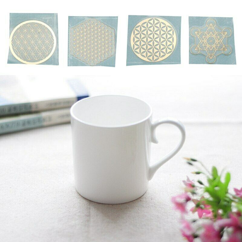 4Pcs / Set Neuf MÃ©tal Ã‰nergie DÃ©cor Autocollant Fleur de Vie L