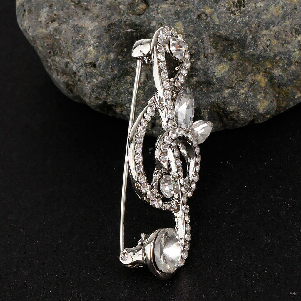 2PCS Music Shape Rhinestone Brooch Corsage Breastpin Pin For Music Lover