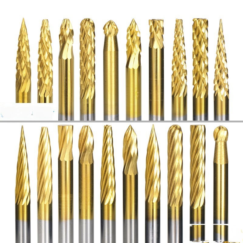 Carbide Rotary File 20 Single and Double Grains TitaniumPlated 3*3 Rotary Cutter