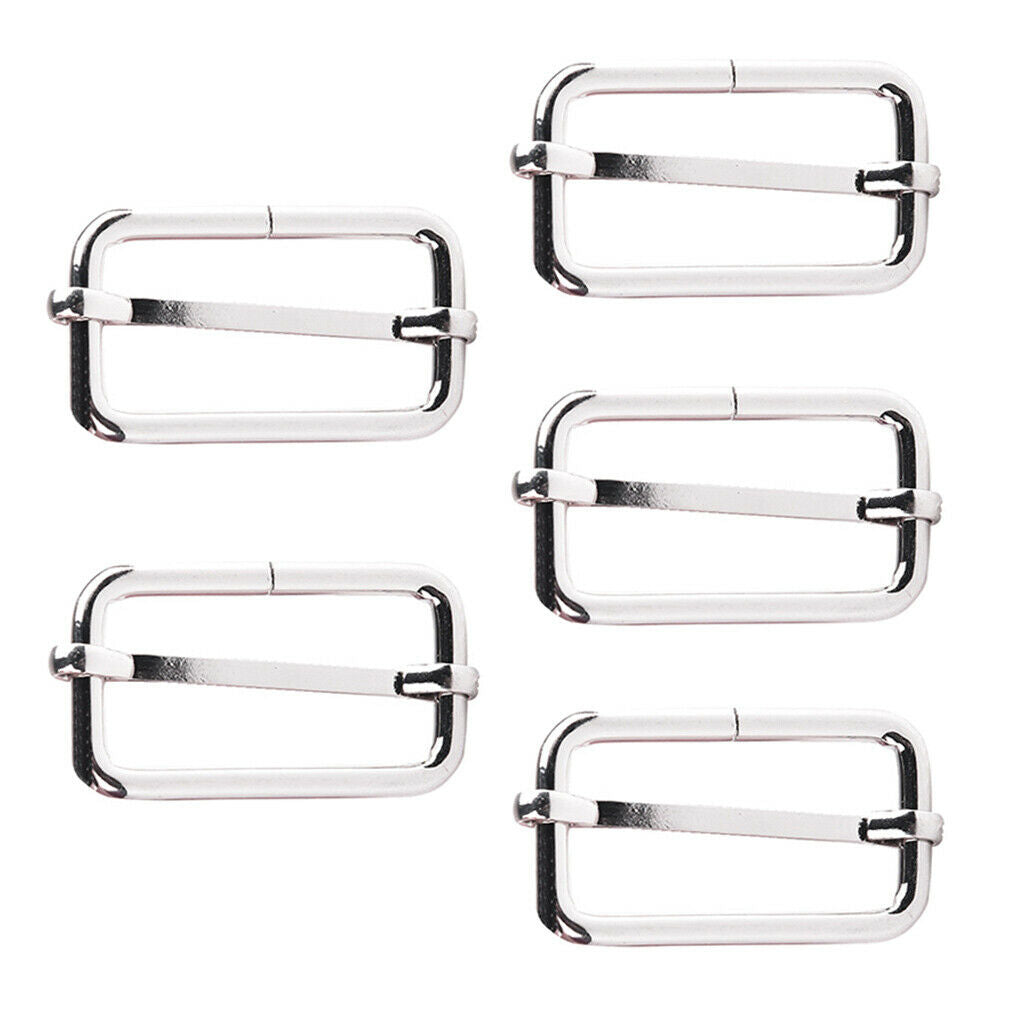 5 Pcs Assorted Multi-Purpose Sliver Metal Slide Buckle for Hardware Belt Bags
