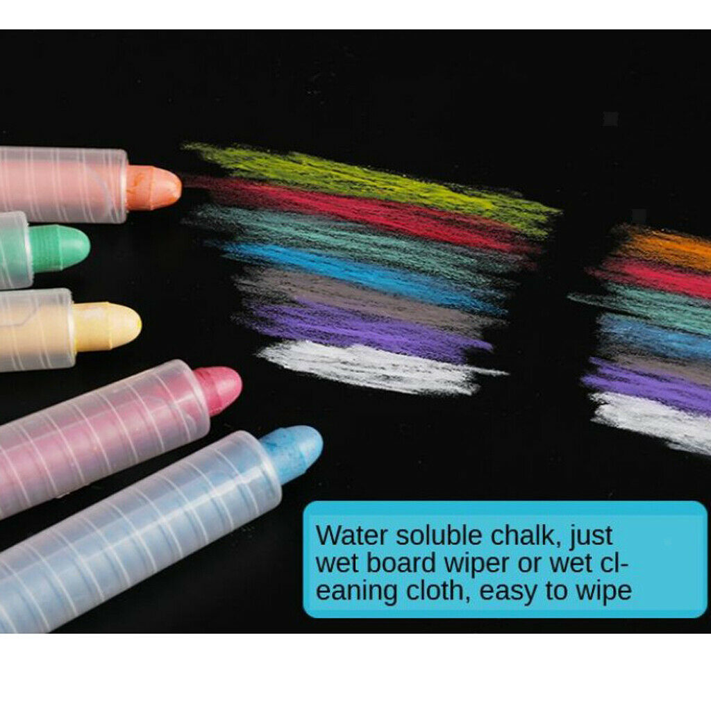 6PCS Chalk Kids Drawing Graffiti Water Soluble Dust-free Chalk multi-colored
