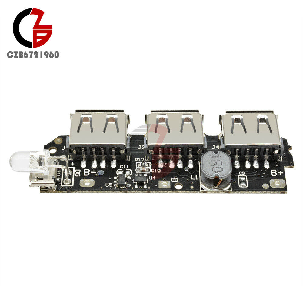 3 USB Power Bank Battery Charger Module Circuit Board Step-Up Boost 5V 2.1A