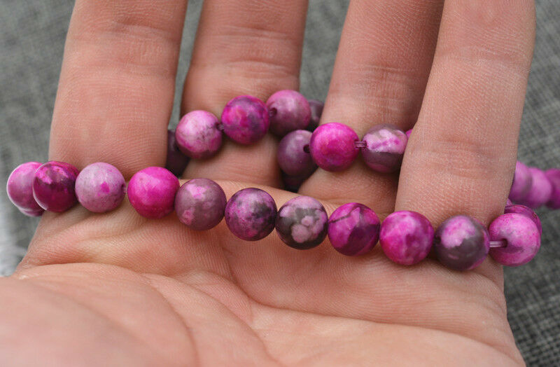 Distinctive 8mm Pink Crazy Lace Agate Gem Round Loose Bead 15''AAA