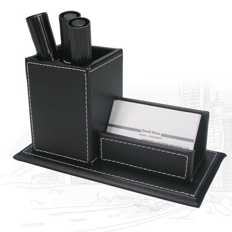 1PCS PU Leather Multi-Function Desk Stationery Organizer Storage Box Pen, PhB9G5
