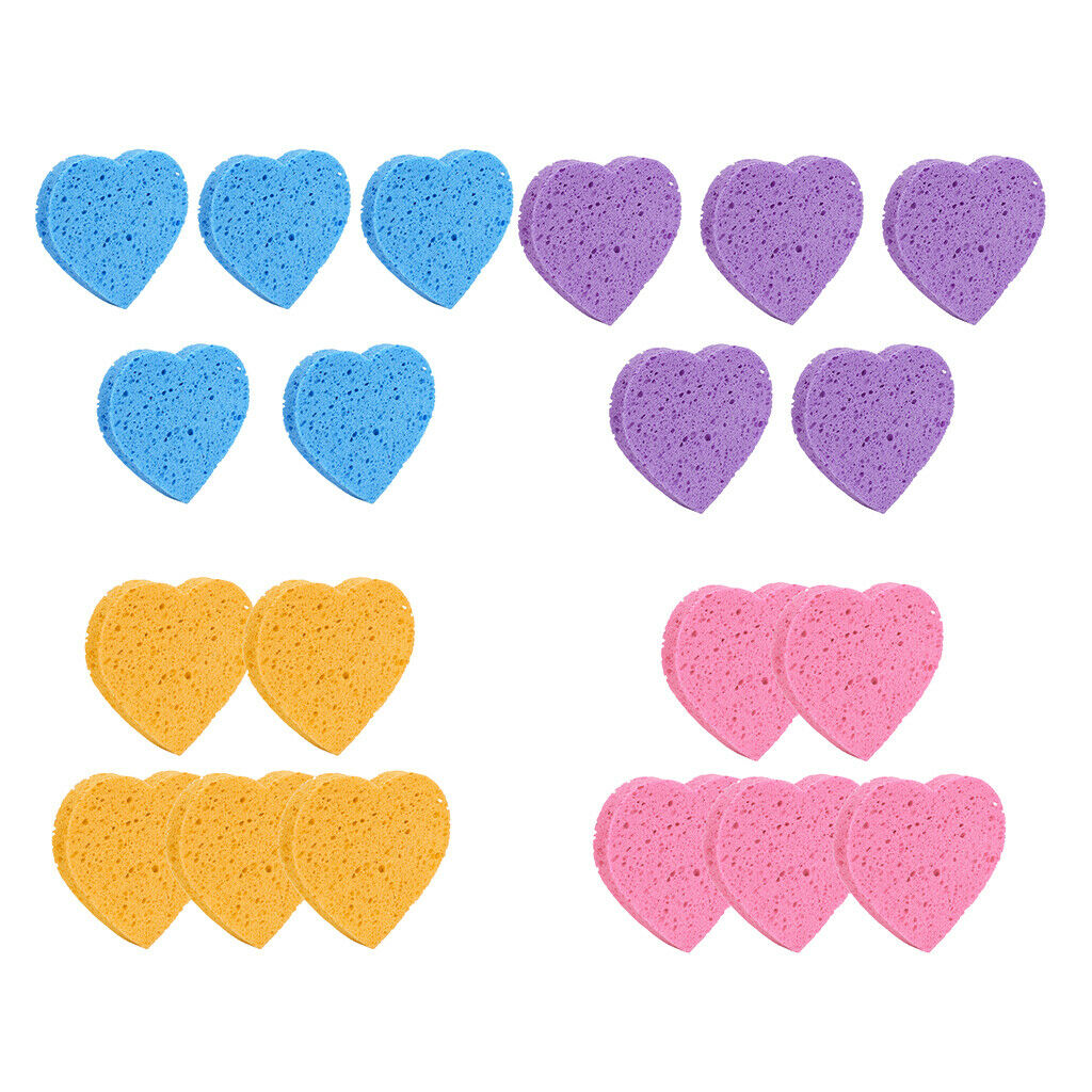 Pack of 20 3'' Heart Shape Compressed Face Sponges Cosmetics Removal Puff