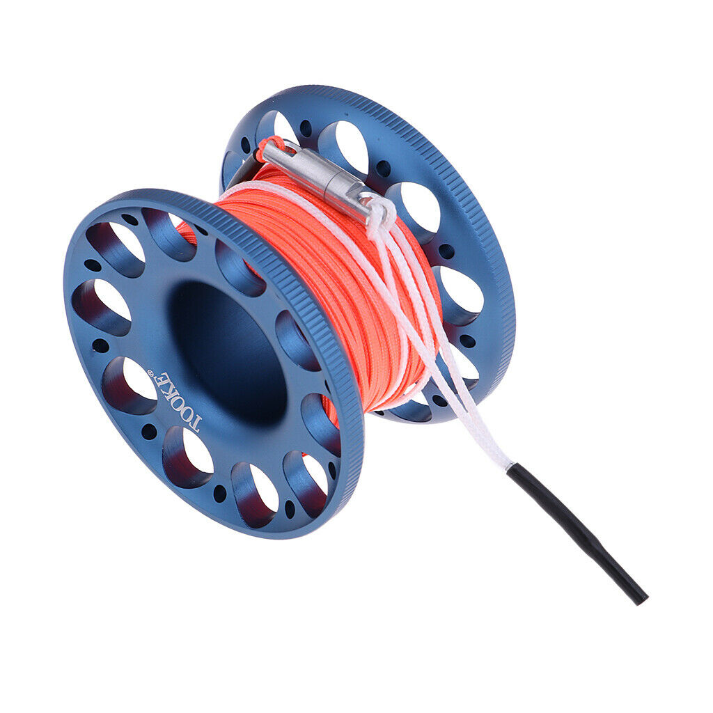 Scuba Diving Finger Spool Cave Wreck Reel with 15m Line Bolt Snap Blue