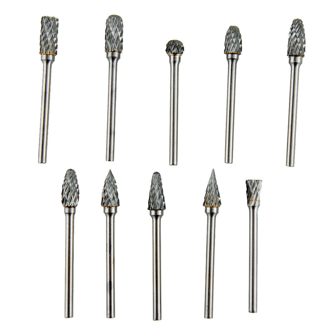 Tungsten Carbide Rotary Burr Drill Bits Die Grinder Shank 1/8" 3mm 10pcs per Kit