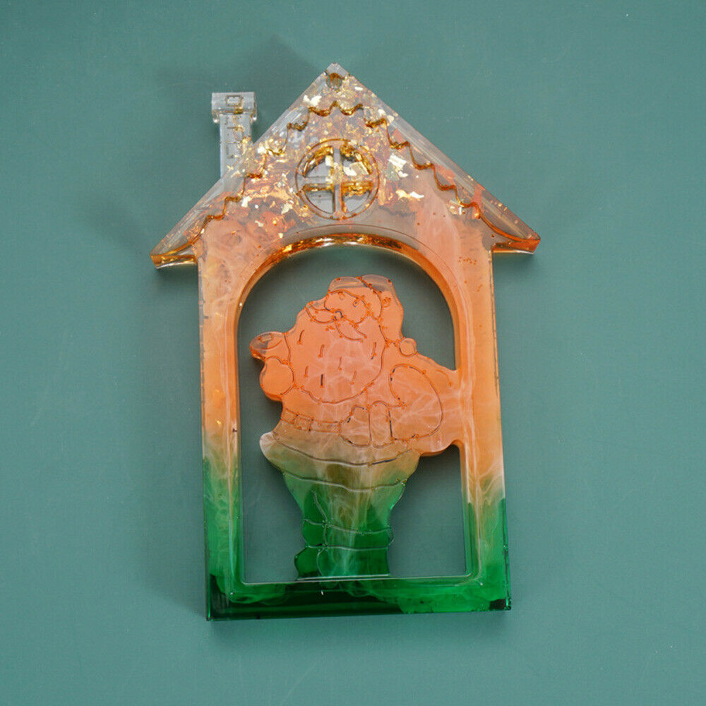 Christmas Santa Claus House Silicone Mould Hanging Pendant Sign DIY Epoxy Craft
