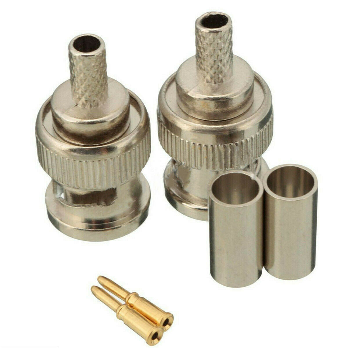 10 Sets 3-Piece BNC Plug Crimp Connector Fits for RG58 Coax Male Antenna Cable