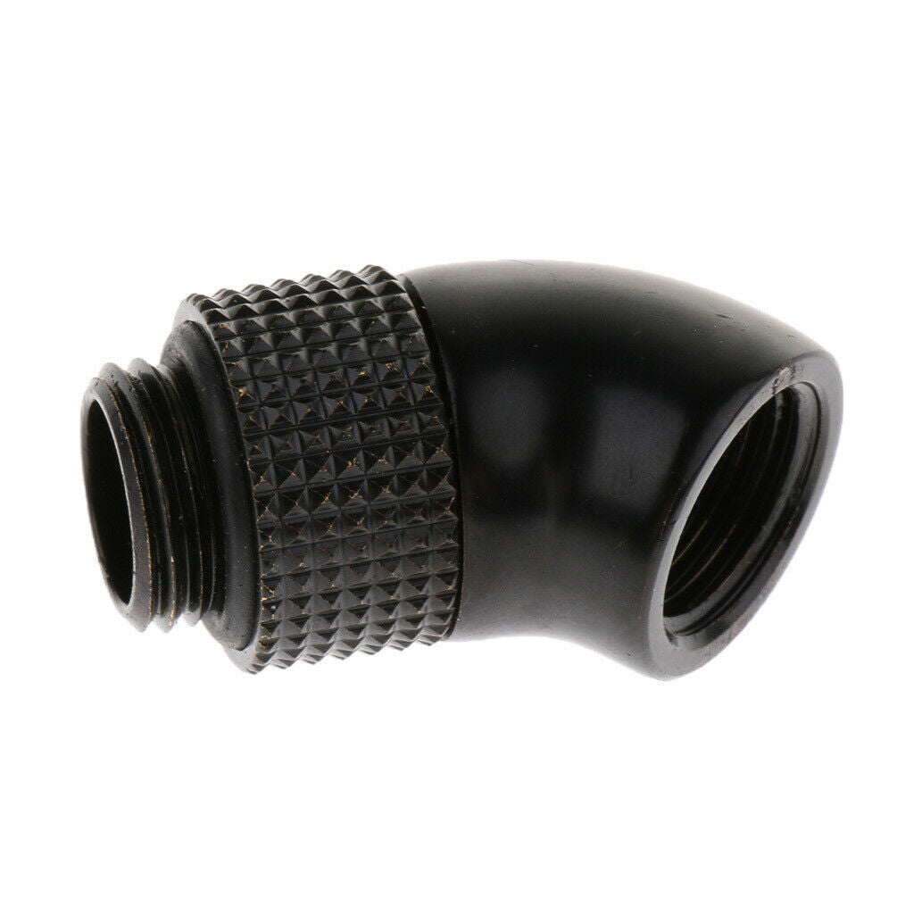 G1/4 Screw Thread 45° Elbow Rotatable Metal Adapter Connector Black