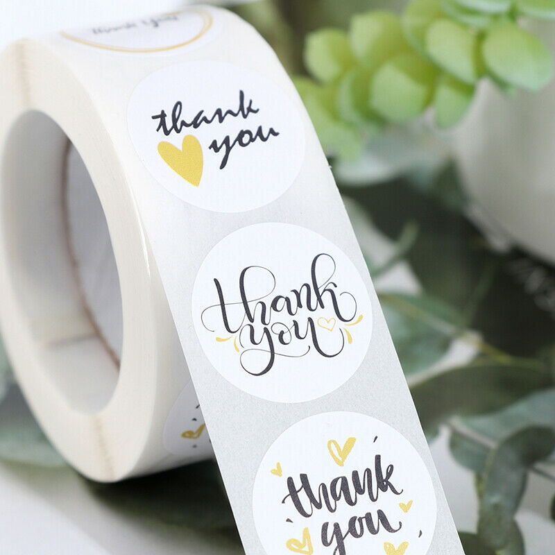 500* Thank You Stickers Hand Made With Love Labels Round-Heart Business S.l8
