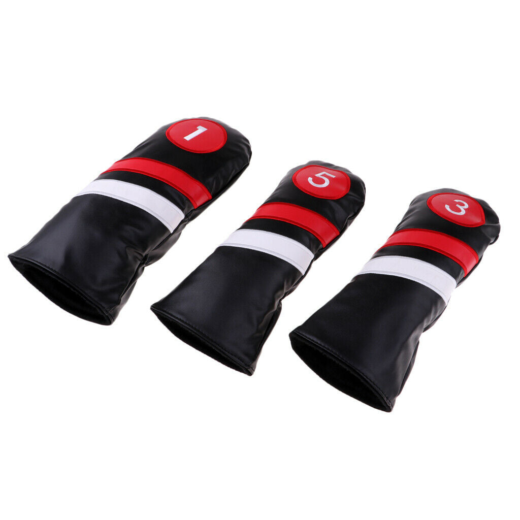 3 Pack Waterproof Golf Head Covers Fairway Headcovers Protector Accessories