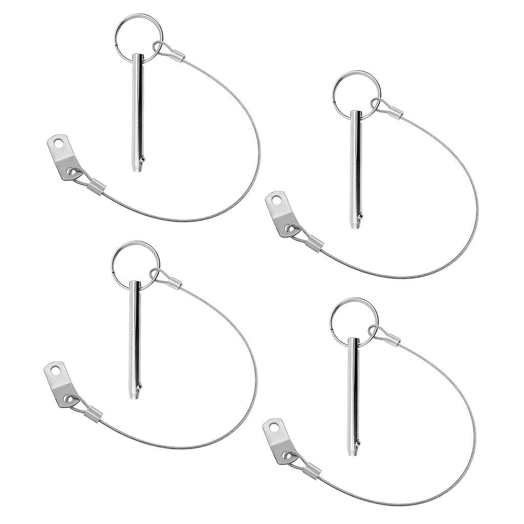 4x Quick Release Pin with 240mm Lanyard for Boat Deck Hinge/Jaw Slide Clamp
