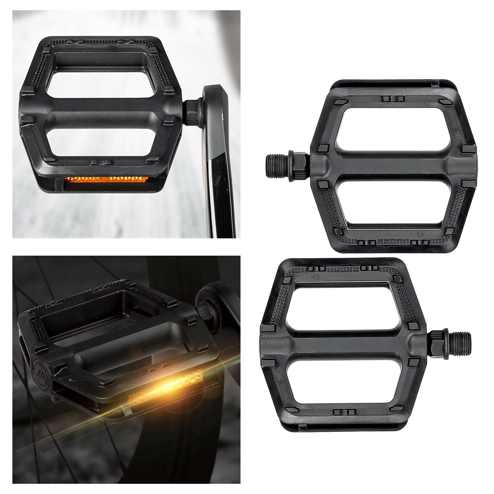 Mountain Bike Pedals, 9/16-Inch with Reflector Replacement Non-Slip Lightweight