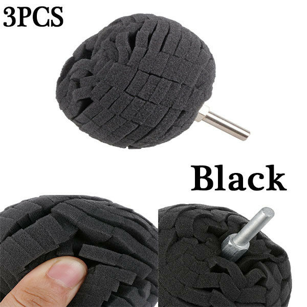 Universal 3Pc Black Soft Sponge Buffing Ball Finishing Buff Polishing Pad 3"76mm
