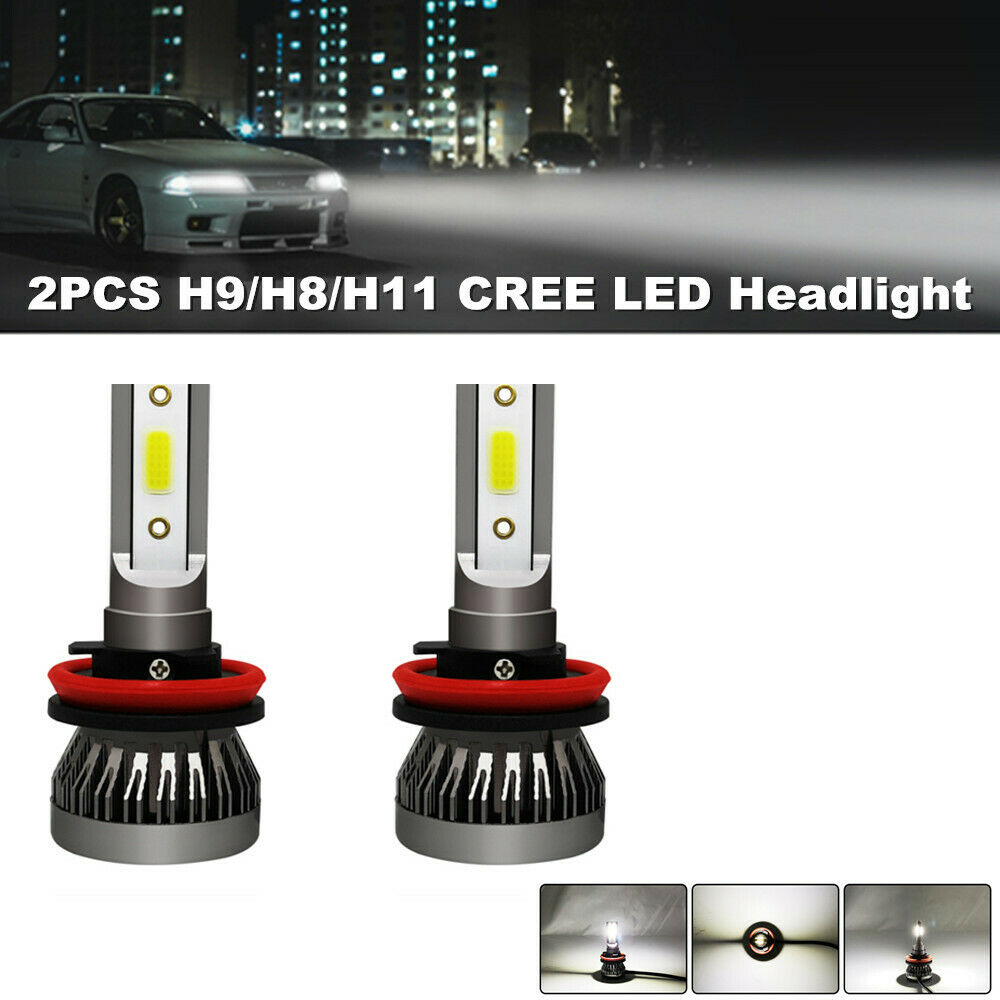 2PCS H9/H8/H11 CREE LED Headlight 255000LM Beam Bulb 6000K HID Car Fog Light Kit
