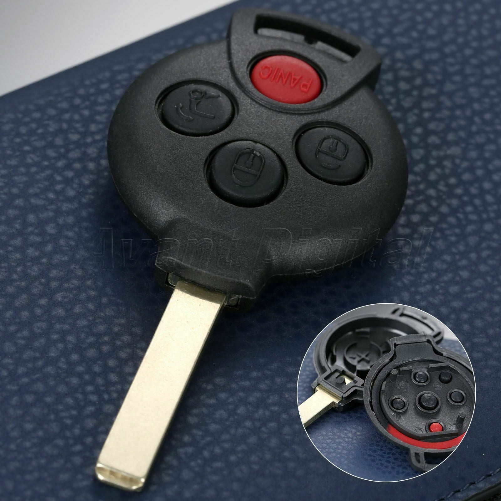 New Uncut Remote Key Fob 4Button For 2005-2015 Mercedes-Benz Smart Fortwo