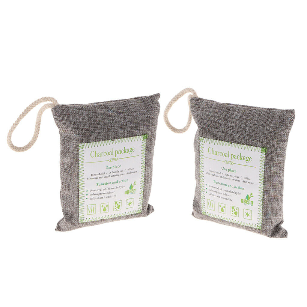 2x Bamboo Charcoal Natural Air Purifying Freshener Bag Odor Eliminator Gray