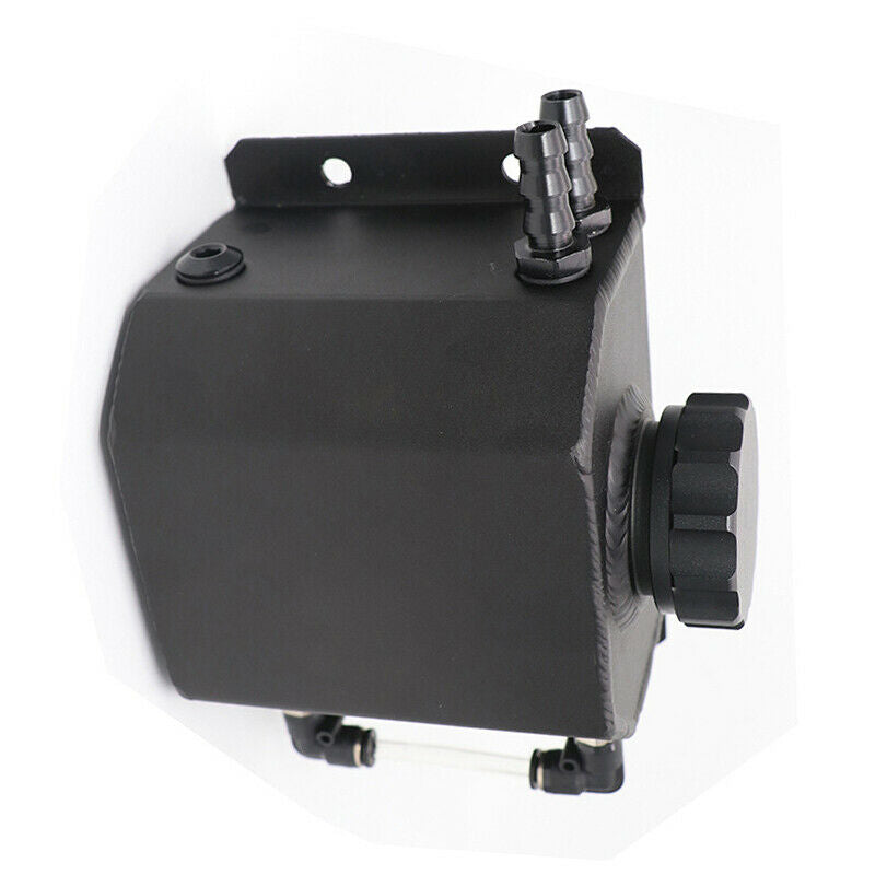 Car 1000ml Aluminium Oil Catch Can Tank Reservoir w/ Drain Plug Black 12mm Inlet