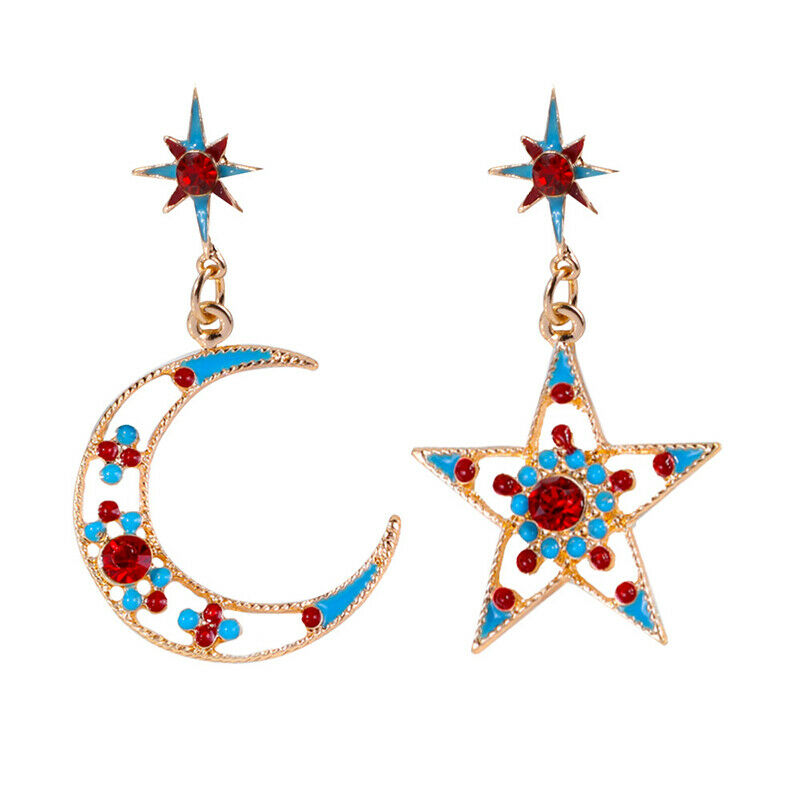 Fashion Women Star Moon Sun Crystal Charm Drop Dangle Earrings Jewelry Gi.l8