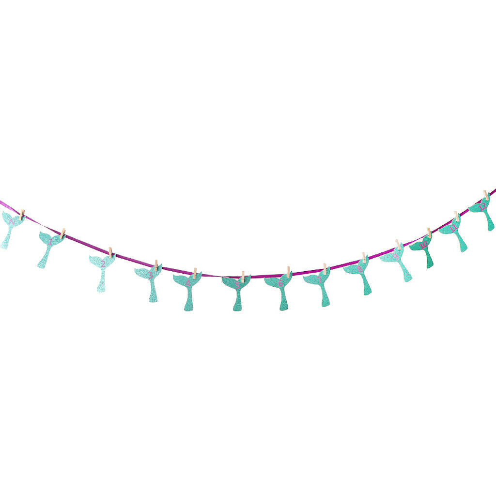 Baby 12 Months Mermaid Photo Bunting Banner With Clips Baby Shower Decor